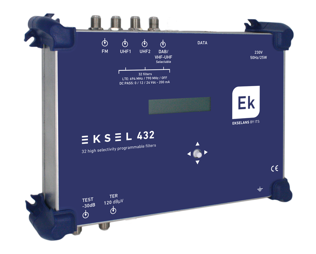 Huvudförstärkare Eksel 432 2×UHF, 1×FM, 1×DAB/VHF/UHF