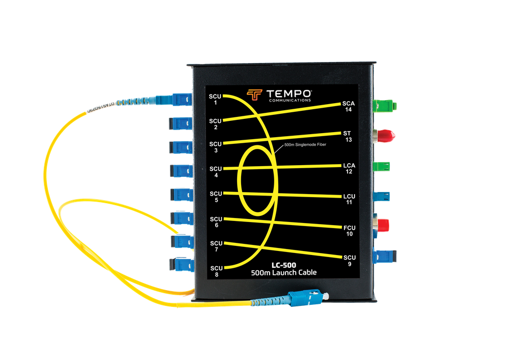 500 m testfiber och matris, SC/LC/FC/ST UPC och SC/LC APC