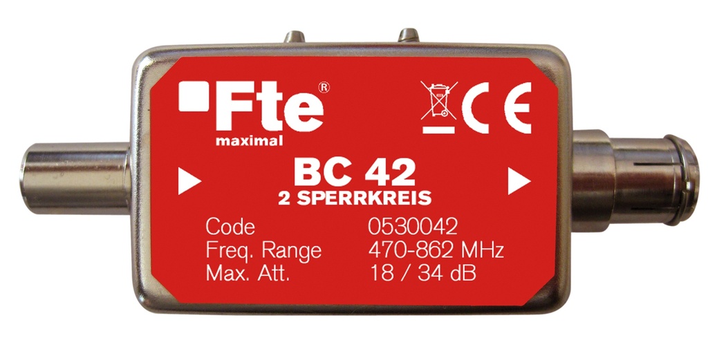 Spärrfilter justerbar UHF-loukku 2 kan 18 dB+18 dB/1 kan 34 dB