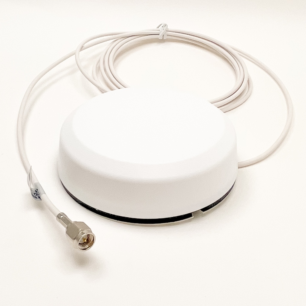 4G antenni M2M/IOT käyttöön 790-2690 MHz valkoinen liimattava 2,5m kaapeli SMA-uros liitin SmartDisc