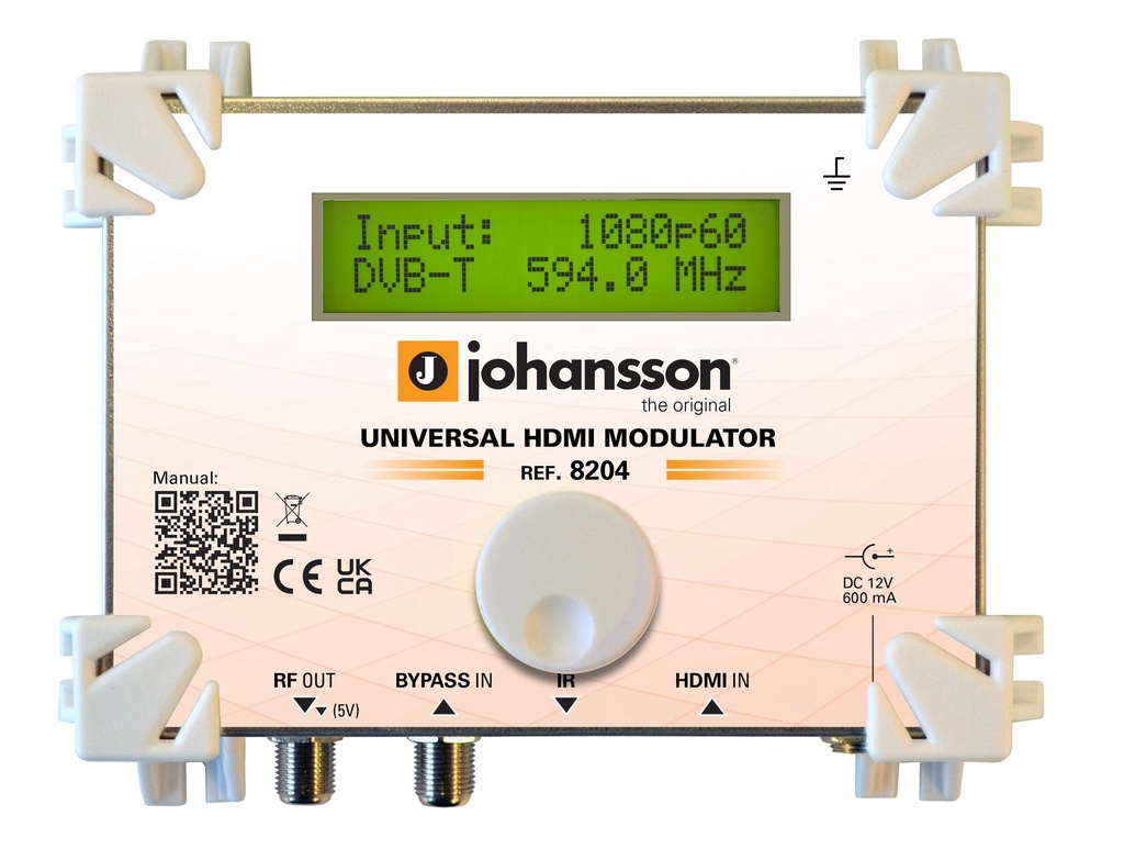 HDMI-modulaattori HDMI → RF | DVB-T(2), DVB-C, ATSC, DTMB, ISDB-T