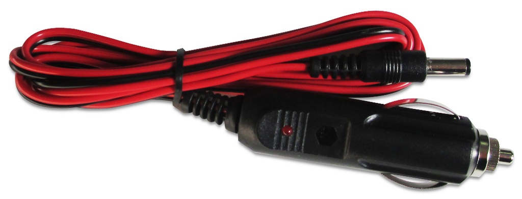 12 V DC cable, 5.5 × 2.1 mm cigarette-lighter plug