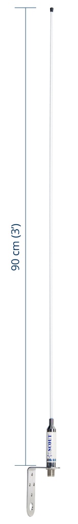 Båtantenn 3 dB VHF glasfiber 0,9 m L-fot