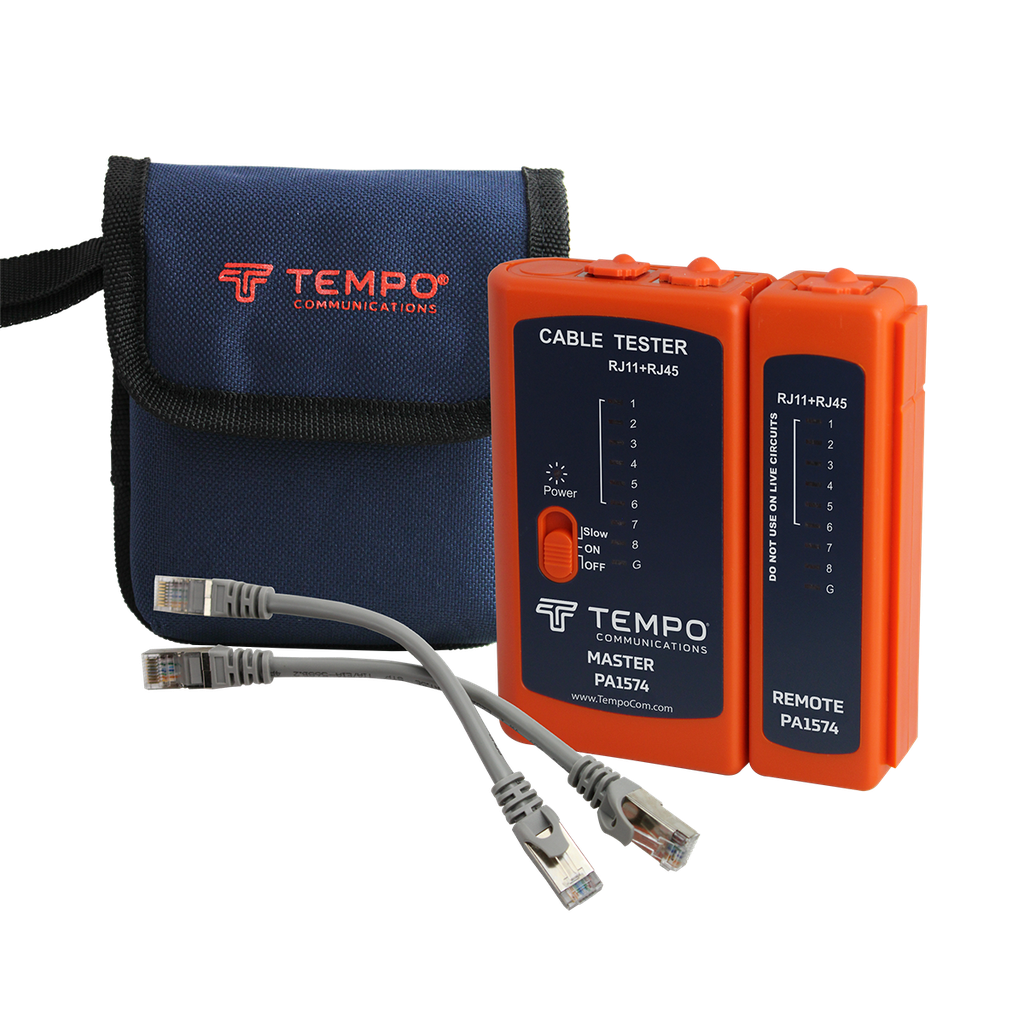 Network cable tester for RJ45 and RJ11/RJ12