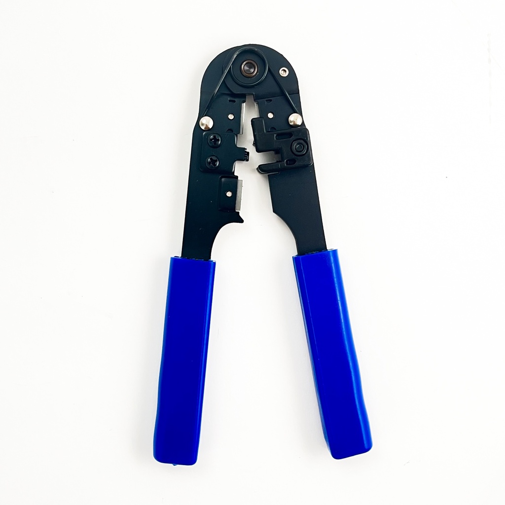 Crimping tool for 6-way modular cable, side latch