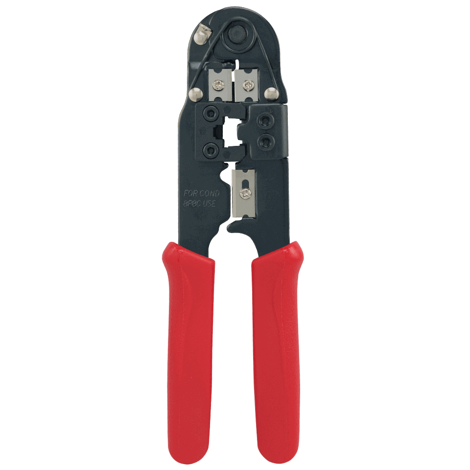 Crimping tool for 8-way RJ45 modular cable