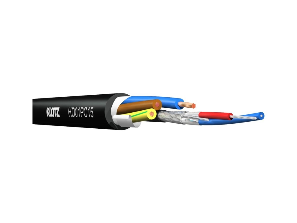 Hybrid DMX+PWR 2x0,22 mm²/ 3x1,5 mm² Ø11,5 mm musta PVC K500