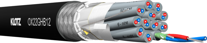 AES/EBU 12x2x0,22 mm² Dca Ø20,4 mm 110 ohm FRNC musta audiokaapeli K500