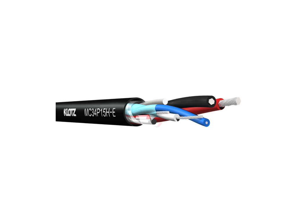 styrning + DC-ström-hybridkabel 2 × 0,34 mm² + 2 × 1,5 mm², Eca FRNC Ø 8 mm, svart K500
