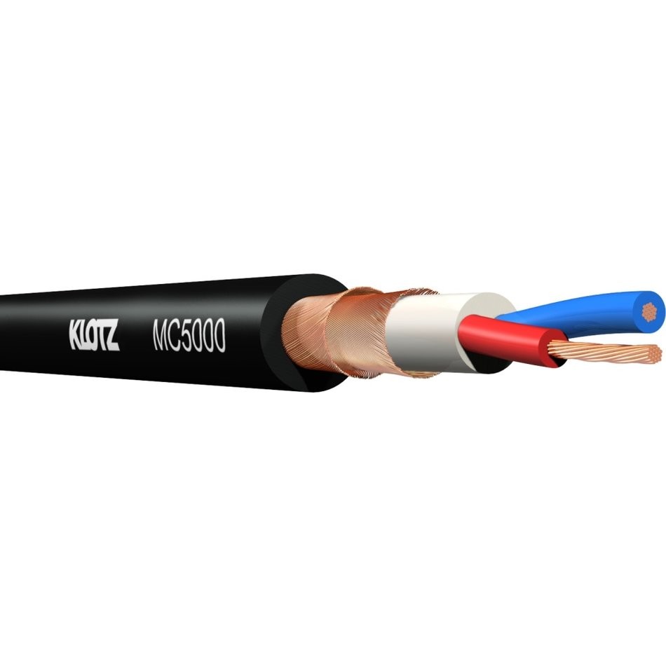 MIC 2x0,5 mm² Fca Ø7 mm 2xSuojaus AWG20 musta mikrofonikaapeli PVC K500