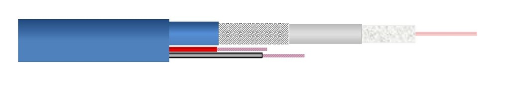 Hybrid RG59 + 2x0,75 mm² Ø9,00 x 6,60 mm Eca LSZH sininen R500 Koaksiaali+Videokaapeli