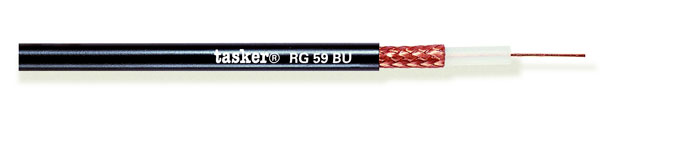 RG59-kaapeli 75ohm 0,58/3,7 ø6,1mm Musta MIL-C17F PVC 100m kela