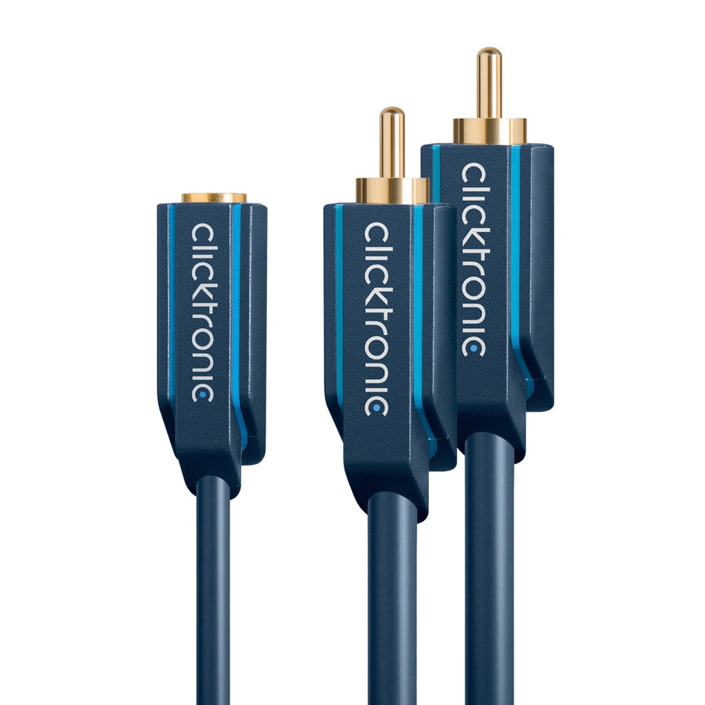3,5-hona/2×RCA-hane 0,1 m Clicktronic ljudkabel