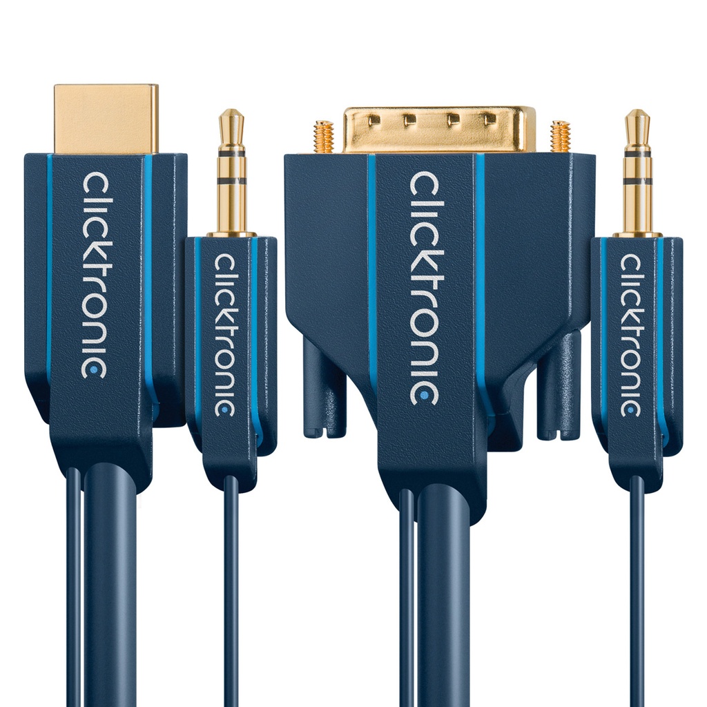 HDMI-uros/DVI-uros välijohto 5,0 m + 3,5 mm: analogiääni -yhdistvälijoh 