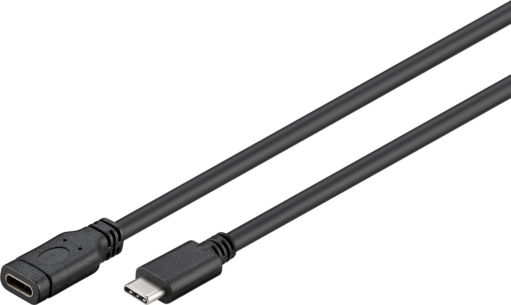 USB C-uros/USB C-naaras 1 m USB3.1 musta välijohto