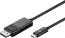 USB-C-hane/DP USB-kabel 4K@60 1,2 m svart