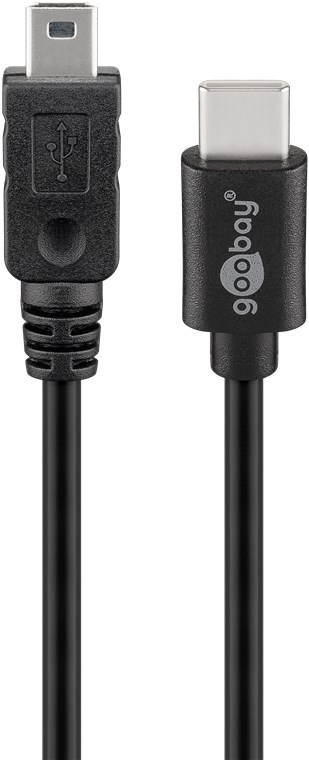 USB B5 mini-uros/USB C-uros 0,5 m musta