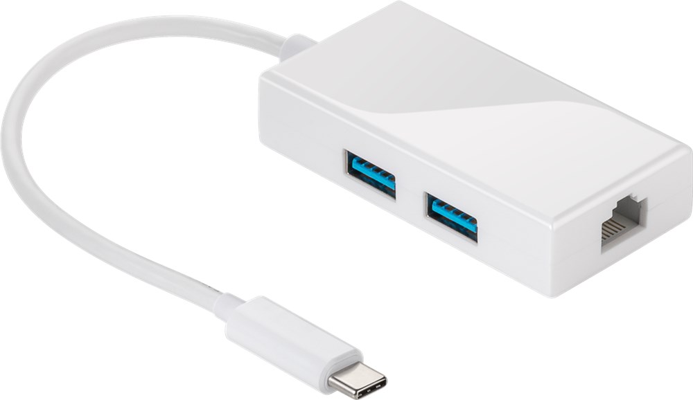 USB-C Adapteri 2-porttia Ethernet 2xUSB3.0