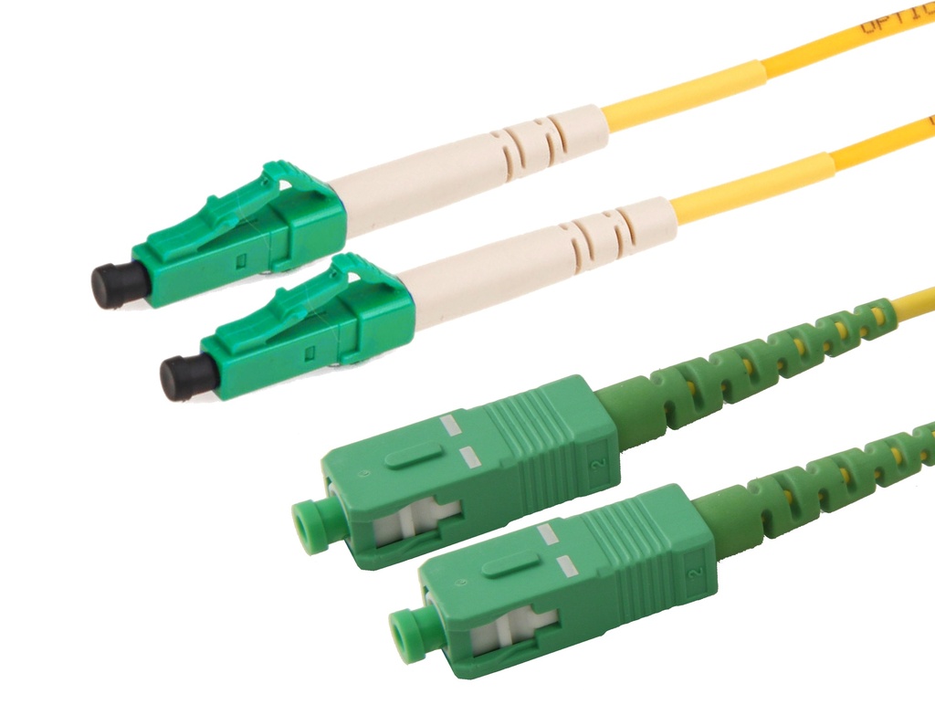 Kytkentäkui SM 0,5 m LC-APC/SC-A dublex Fibrain gold G657A1 LS0H