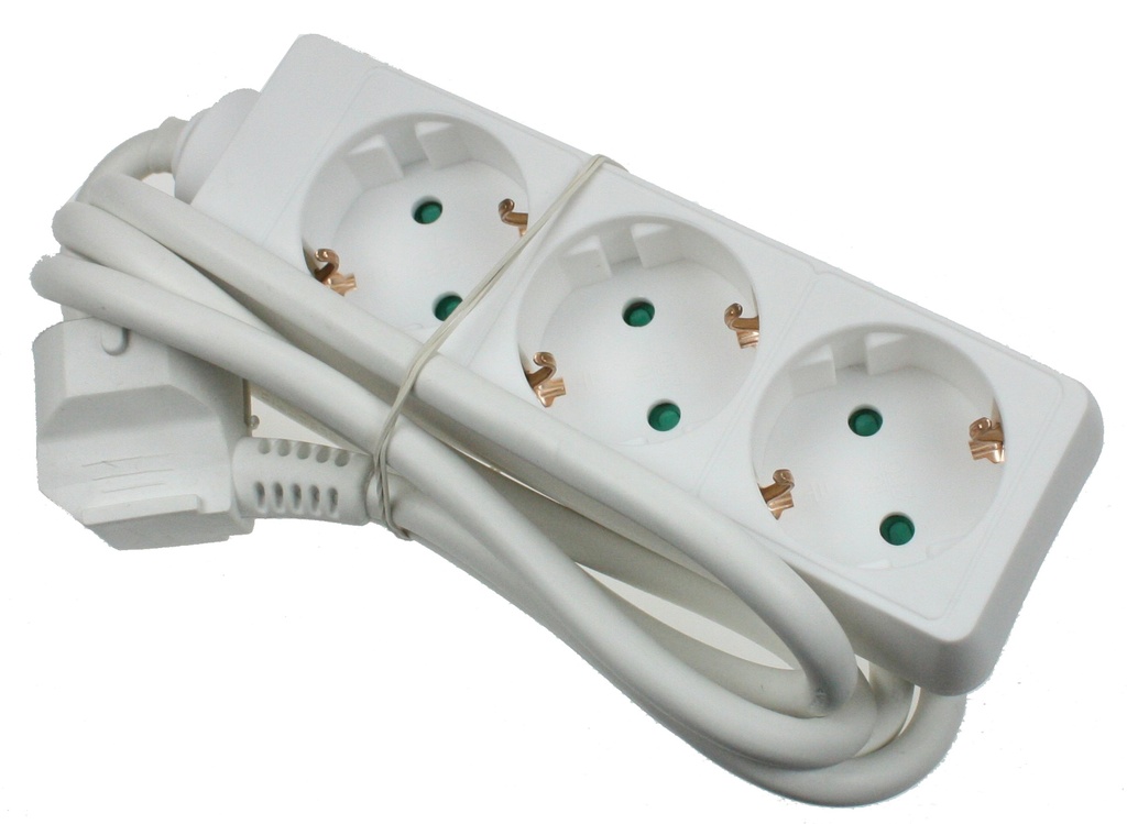 förlängningskabel 3-os Schuko 5 m vinklad 1,5 mm² med kabel