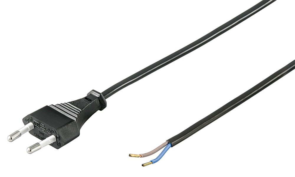 nätkabel Europlug öppen ände 1,5 m svart (Type C CEE 7/16) IP 900