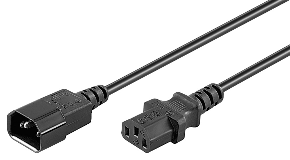 nätkabel jordad 3-pol. 3 m ATK 3×0,75 mm² hona/hane C13/C14 IP