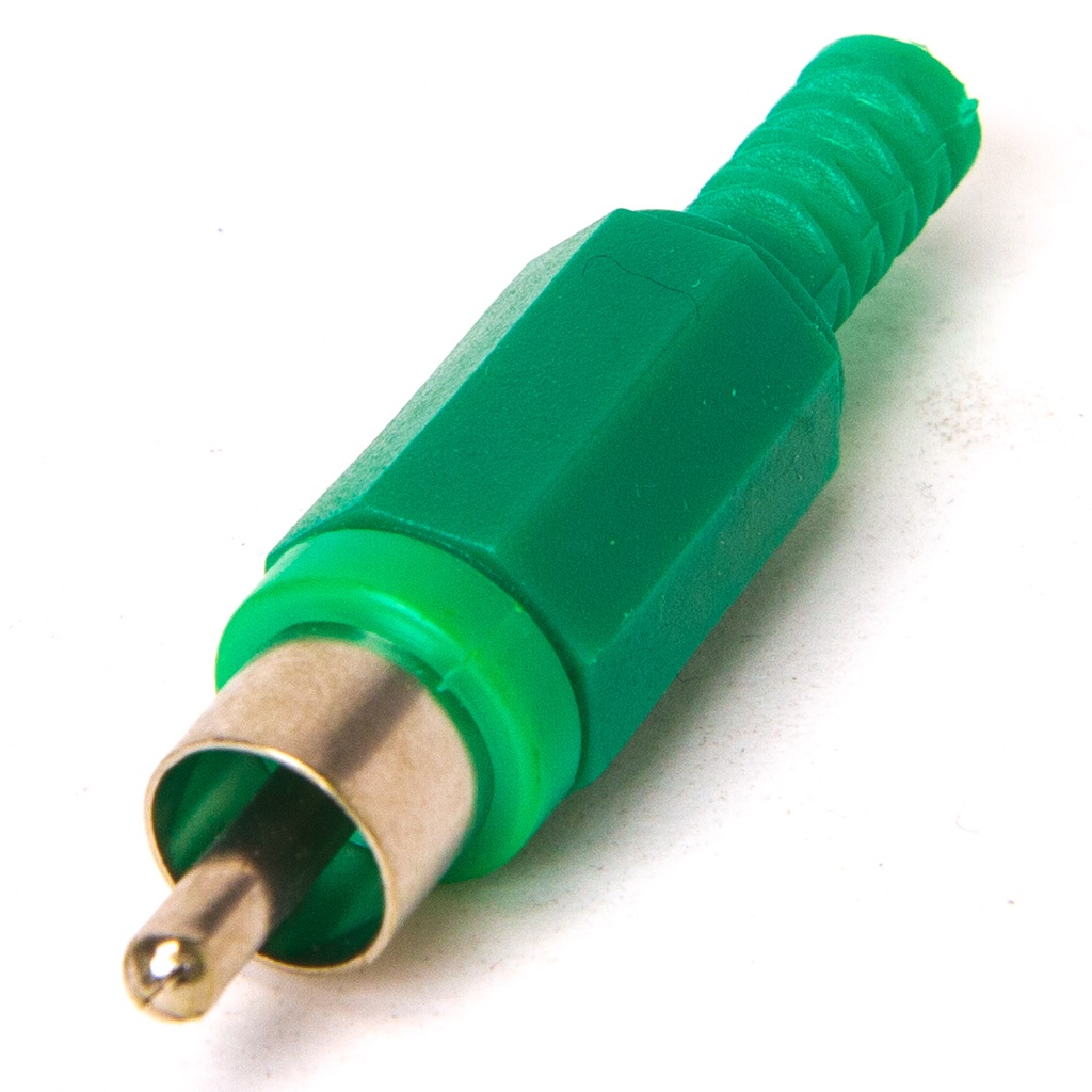 RCA-male plastic cable strain relief green