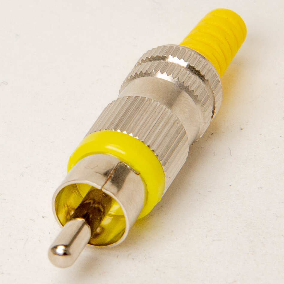 RCA-male met plastic bend relief yellow Marushin MR-566MS