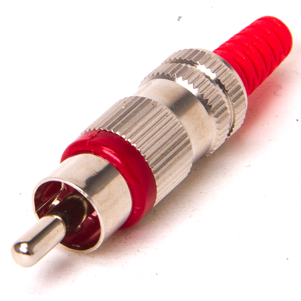 RCA-male met plastic bend relief red Marushin MR-566MS