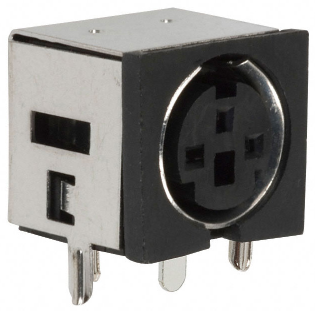 Mini-DIN panel connector 3-pin PCB shielded