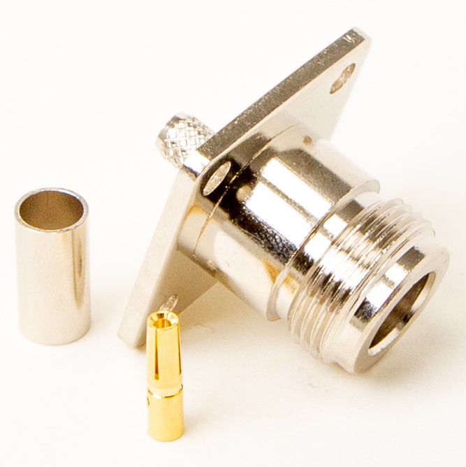 N-female panel connector crimp RG58 laippakiinn. N6521A1