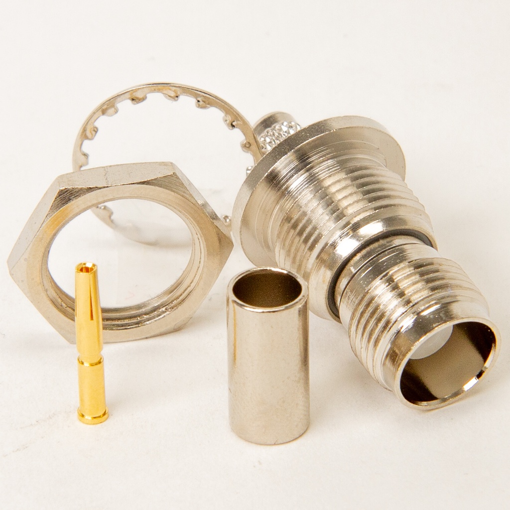 TNC panel connector female crimp RG58 insulated T6721B1