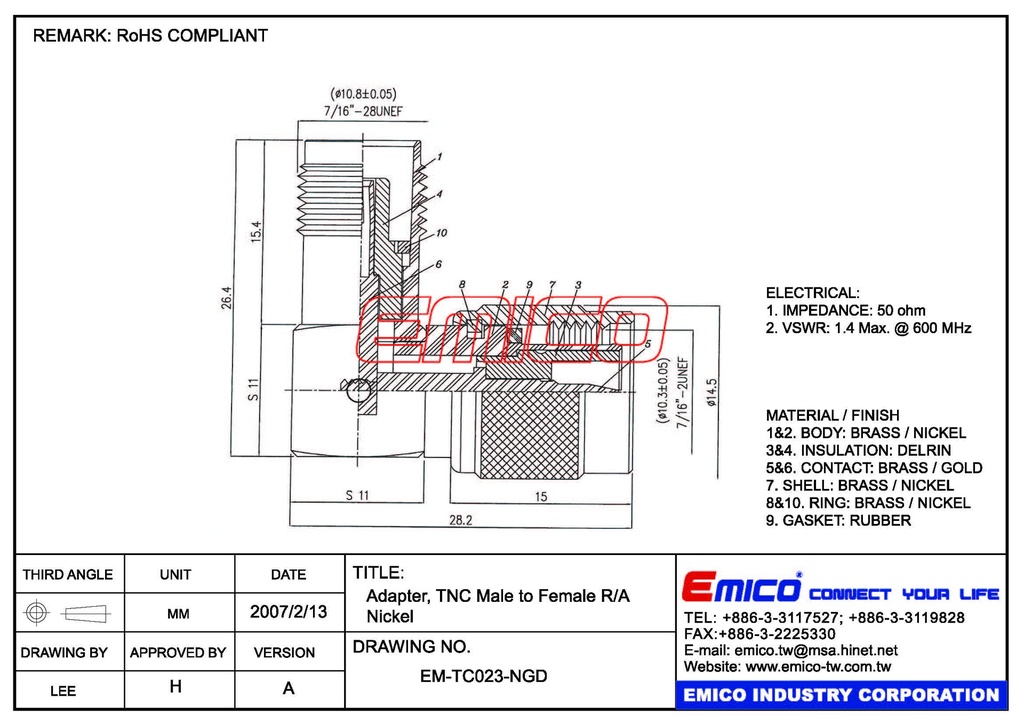 TNC-right-angle adapter