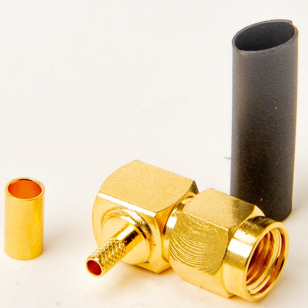 SMA-RP-male crimp right-angle RG174/ 316 RSMA1112A5 reverse