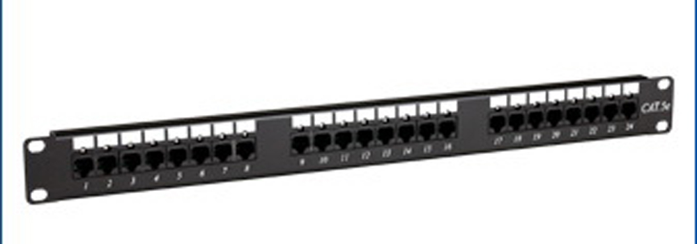 RJ45-väyläpaneeli 24-os CAT5Ee T568B DUAL Type IDC,LED-status