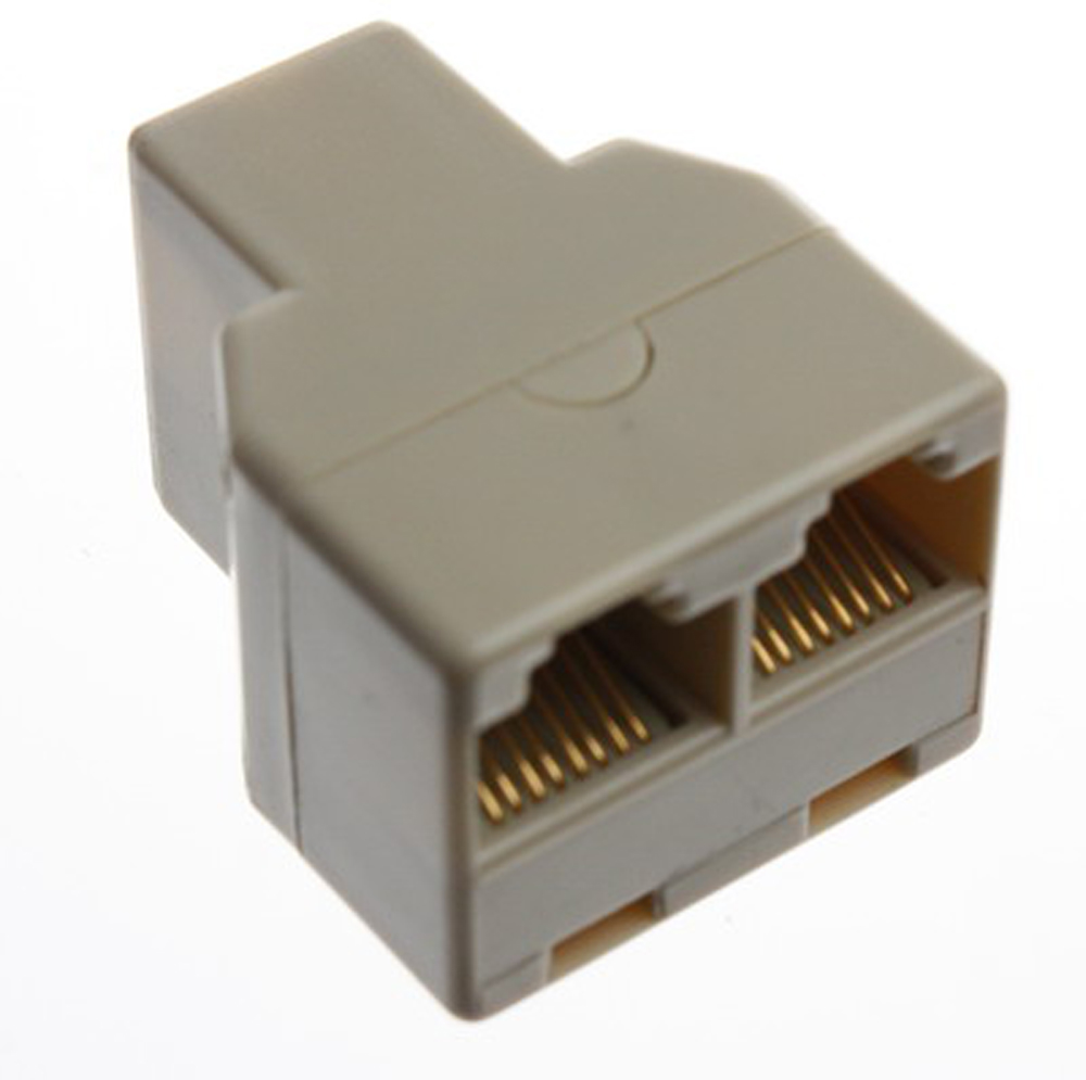 RJ45-adapter 8-pin female/2× female, wiring 1-1...8-8, white