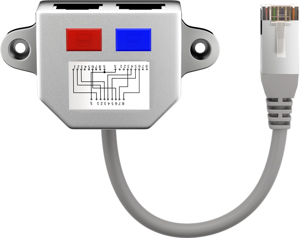 RJ45-splitter CAT5 1-1 2-2 3-3 6-6 4-1 5-2 7-3 8-6