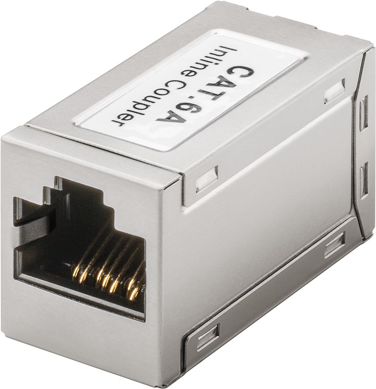 RJ45-skarvkontakt 8-polig hona/hona CAT6a 1:1 metallikotelo