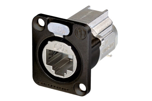 Ethercon Cat6A (RJ45) black IDC-panel-mount connector Neutrik