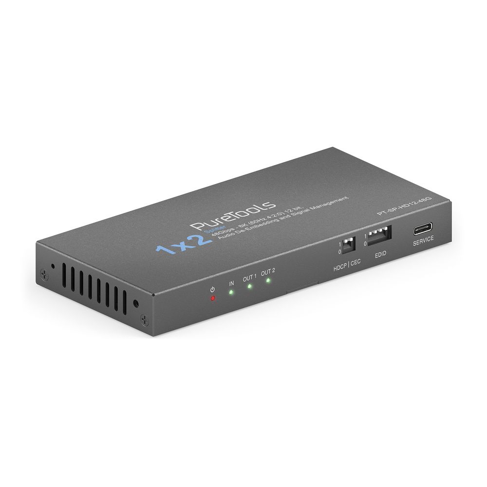 1x2 HDMI 2.1 splitter 48Gbps 8K scaler audio utgång EDID CEC