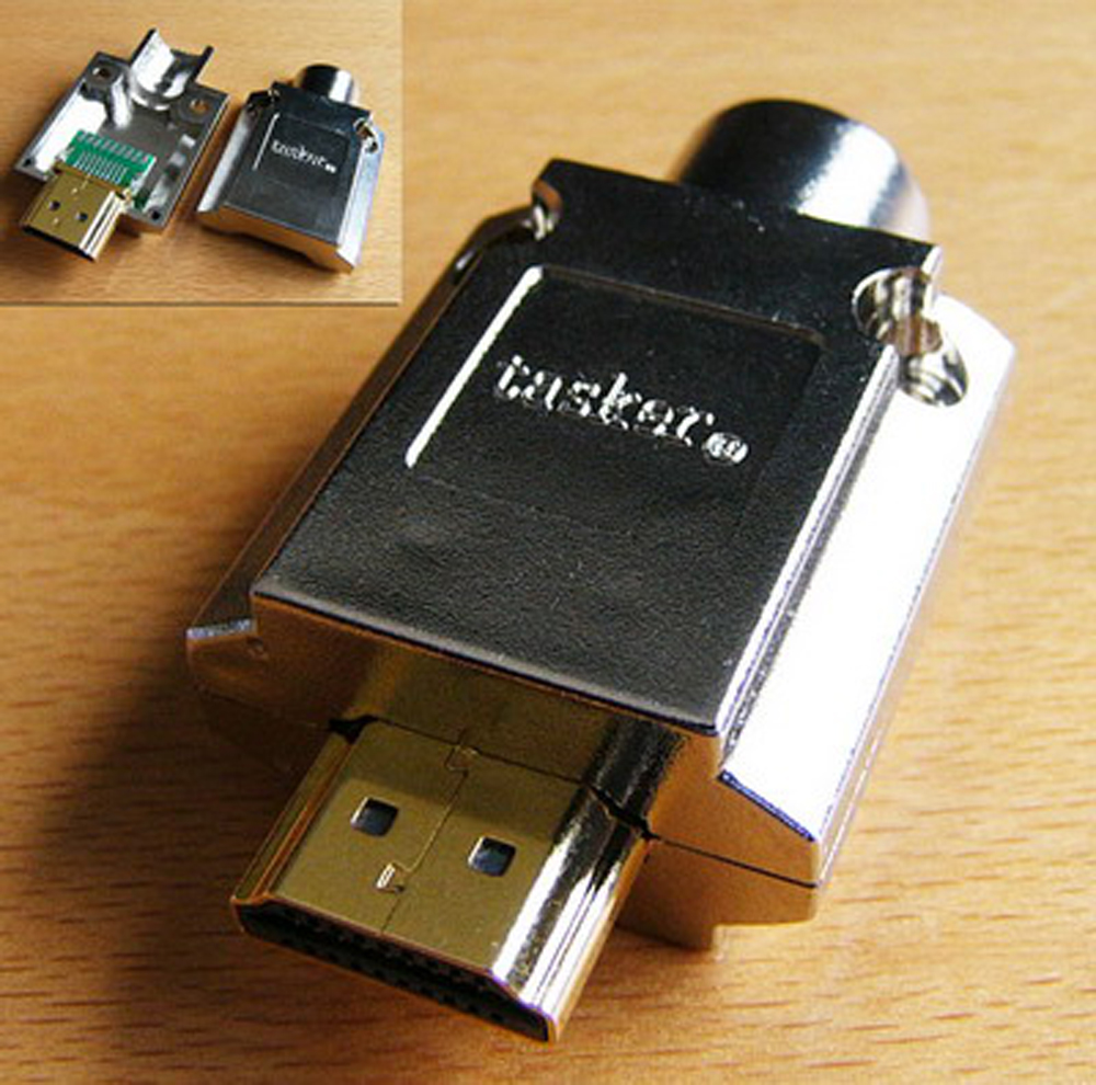 HDMI-pistoke 19n juotettava TASKER ø10mm kaap TSK1062