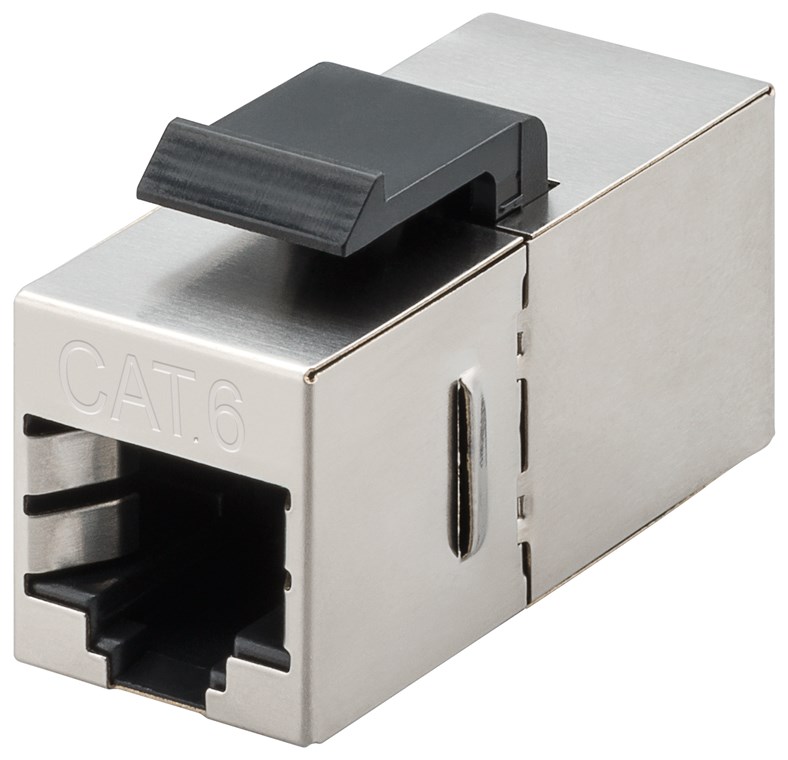 CAT6-jack STP feed-through Keystone-module metal