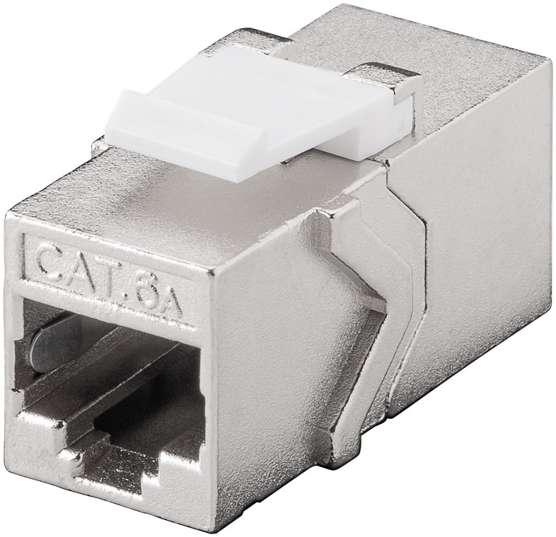 CAT6a-jack STP feed-through Keystone-module metal