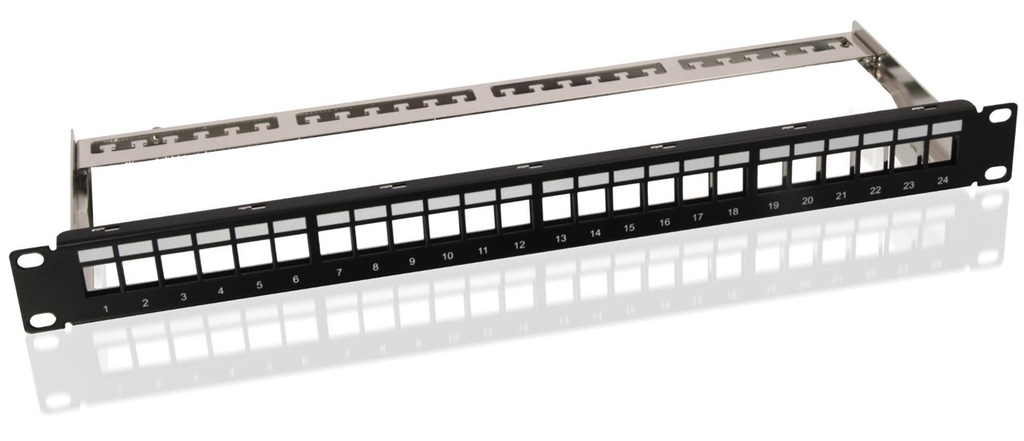 1U räkkipaneeli 24-paikkaa Keystone-moduuleille