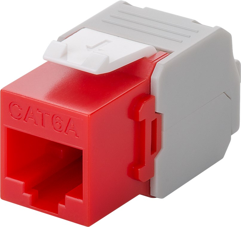 CAT6a-jack RJ45 UTP Keystone-modul röd