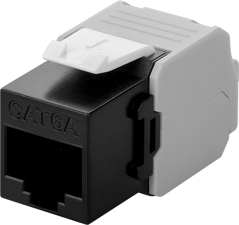 CAT6a-jack RJ45 UTP Keystone-modul svart
