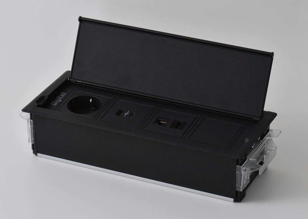 KompakS anslutningsbox 1Schuko 1USB3 1RJ45 1HDMI 1 m kabel