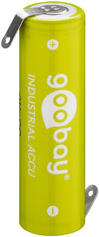 Ready-to-Use laddningsbart AA-batteri med lödfanor, 1,2 V, 2 100 mAh, Ø14,5 × 49,5 mm