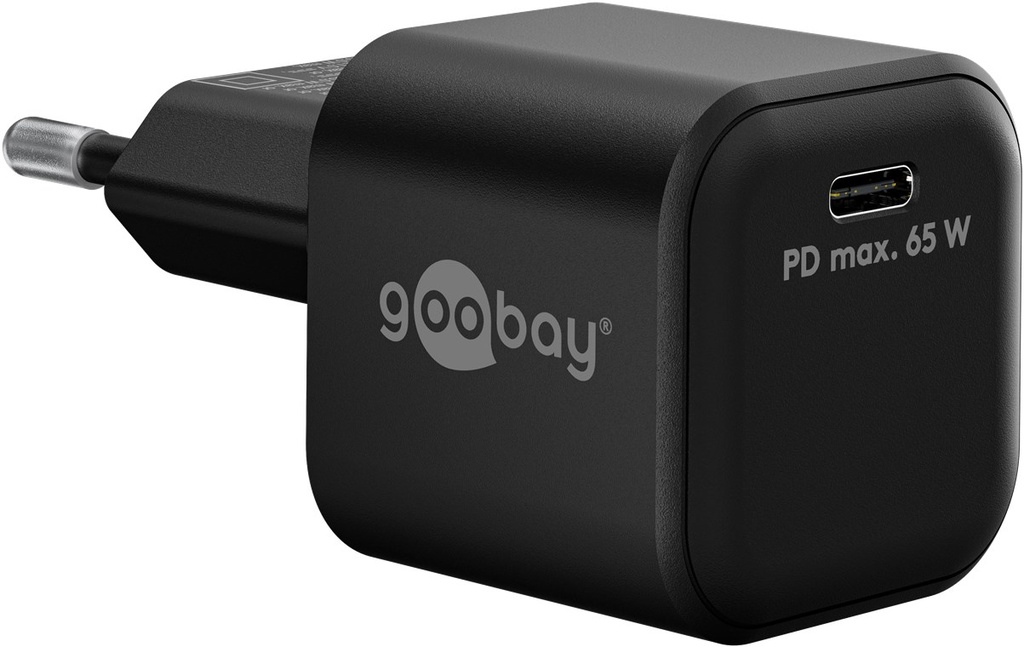 USB-C PD-snabbladdare/nätadapter, 100–240 V in, 65 W, svart