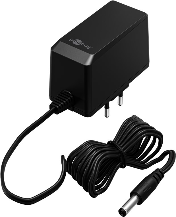 Power supply, 100–240 V input, 12 V/2.25 A output, 2.1 mm DC plug, 27 W